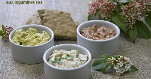 Tartinades de légumineuses : pois-cassés, haricots rouges et blancs