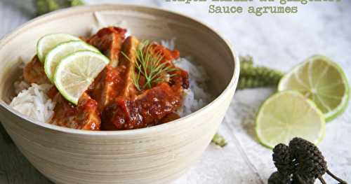 Tempeh mariné au gingembre, sauce agrumes