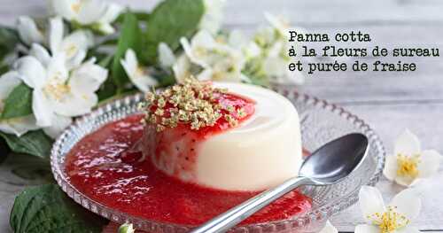 Panna cotta à la fleur de sureau et purée de fraise 