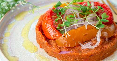 Antipasti sur compotée de tomates façon tartelette