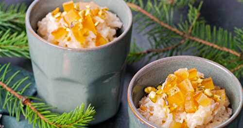 Riz au lait à l'écorce d'orange confite et fleur d'oranger