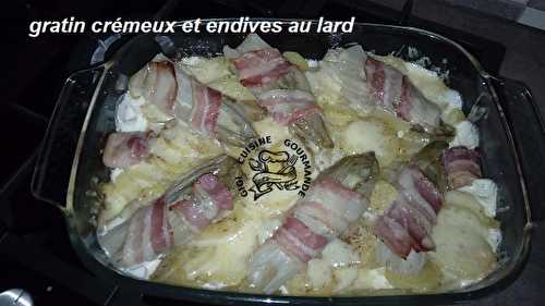 Gratin crémeux et endives au lard