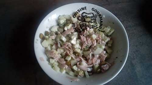 Concombre et mortadelle en salade