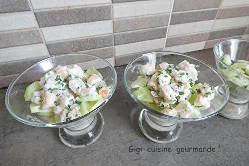 Verrine de concombre et crevettes 