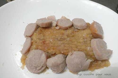 Compotée d'endives aux pommes avec boudin blanc