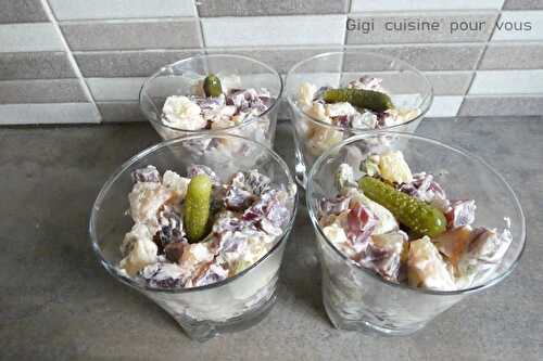 Verrine betteraves, pommes de terre et sardines