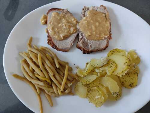 Roti de porc à l'extra crisp et sa sauce camembert