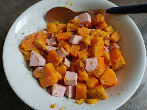 Salade de patate douce et cervelas 