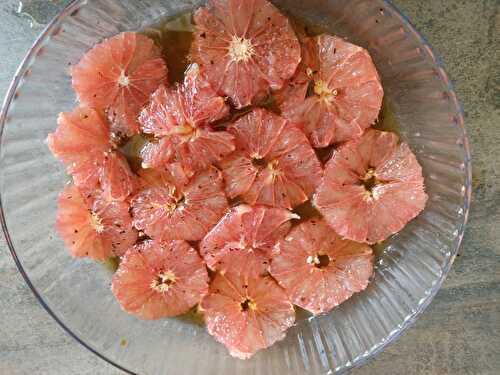 Carpaccio de pomelos au basilic 