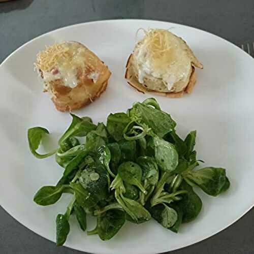 Nids de crêpes au jambon béchamel au combi ninja