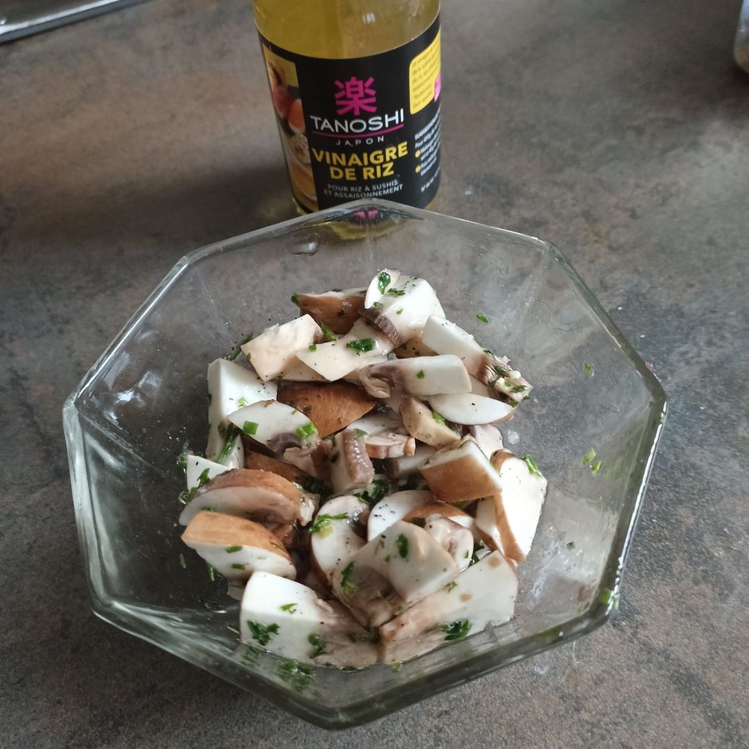 Salade de champignons à la vinaigrette de riz