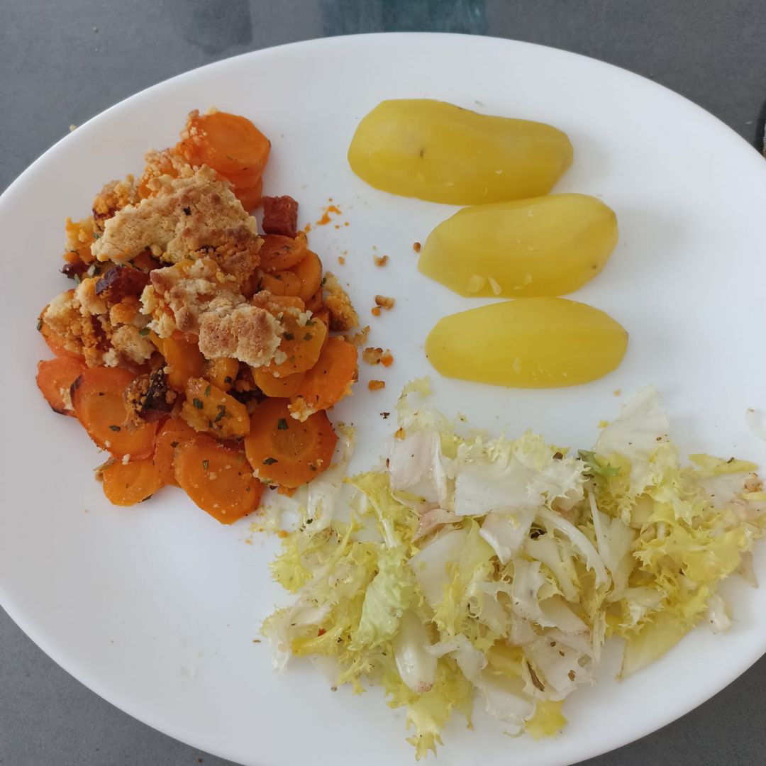 Crumble carottes chorizo au combi ninja