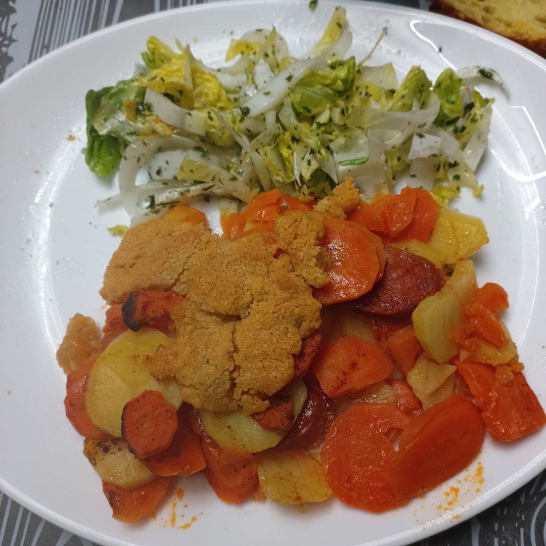 Crumble de carottes pdt chorizo au combi ninja