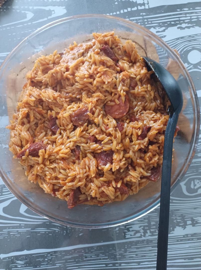 Orzo au chorizo et tomates séchées au cookéo