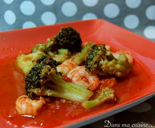 Crevettes sauce au miel et brocolis