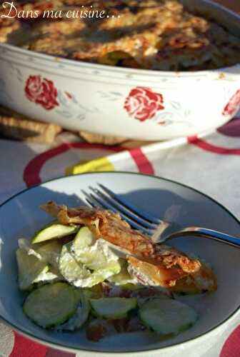 Lasagnes aux courgettes, lardons et chèvre