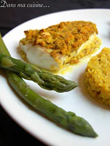 Pavé de cabillaud en croûte et asperges vertes