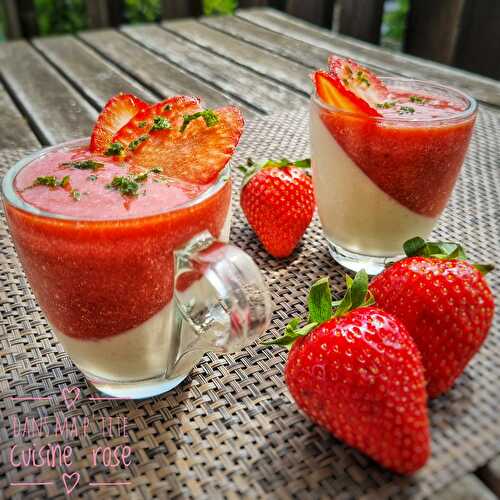 Panna cotta légère menthe et coulis de fraises (au Companion)