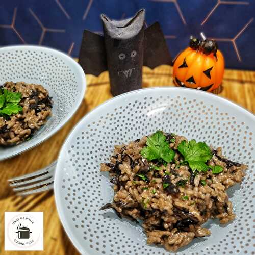 Risotto aux trompettes de la mort (alias le risotto de chauve-souris 🦇, au Companion)