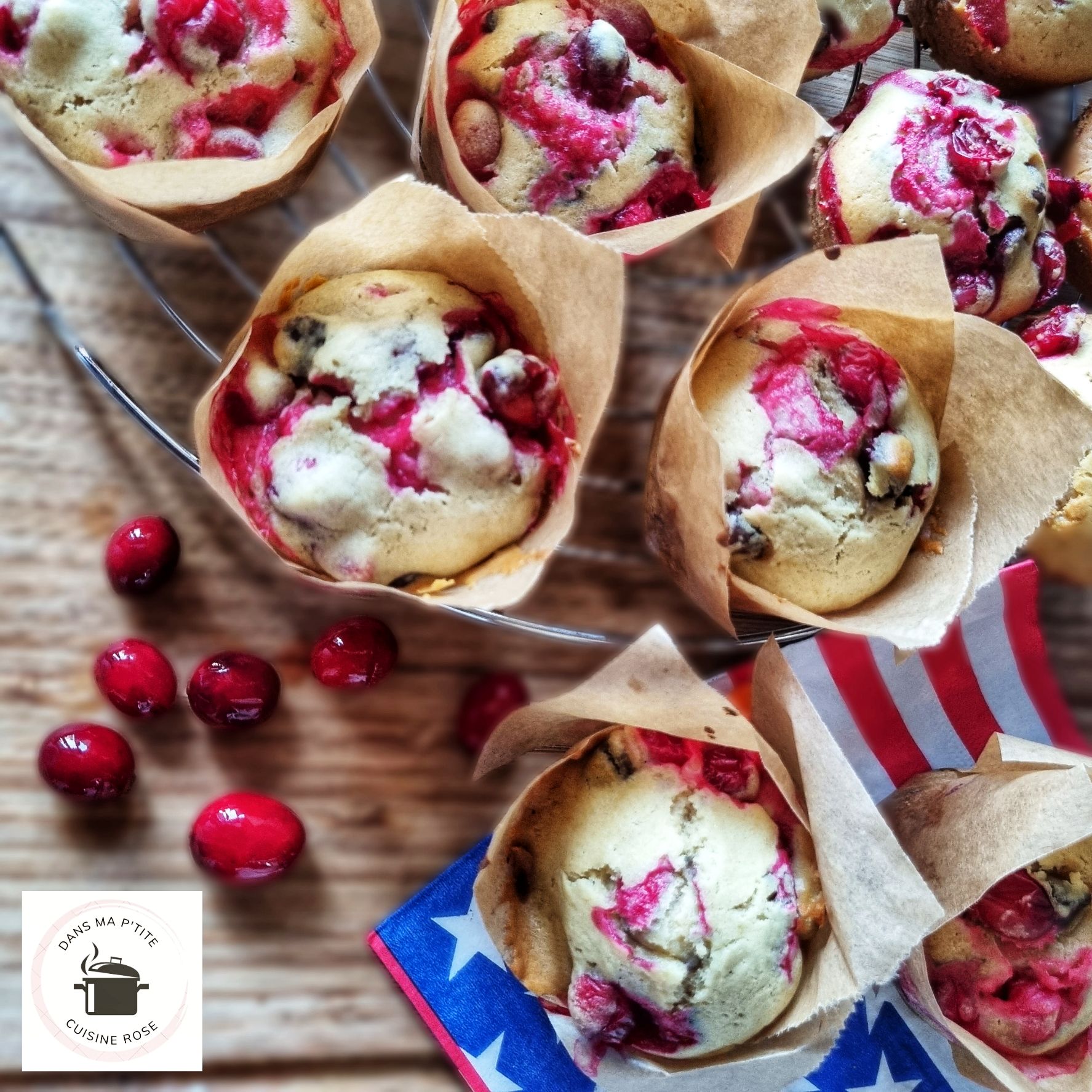 Muffins américains aux canneberges et chocolat (au Companion ou non)