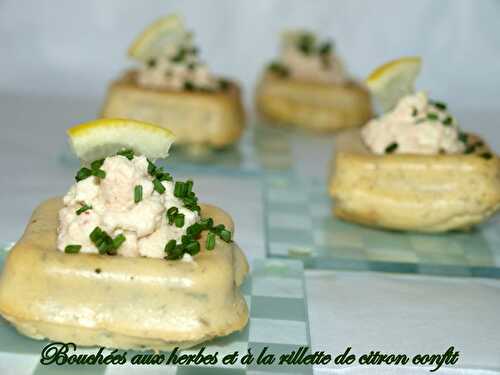 Bouchées aux herbes et à la rillette de citron confit