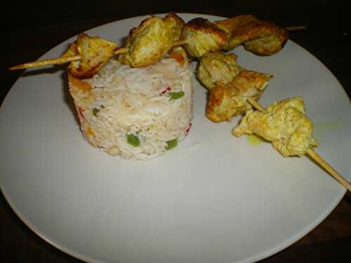 Brochettes de blancs de dinde au curry