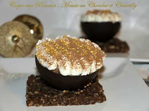 Coque aux pommes , mousse au chocolat et chantilly +Partenaire