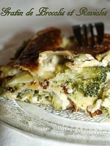 Gratin de brocolis et ravioles