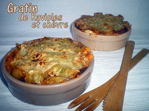 Gratin de ravioles et chèvre