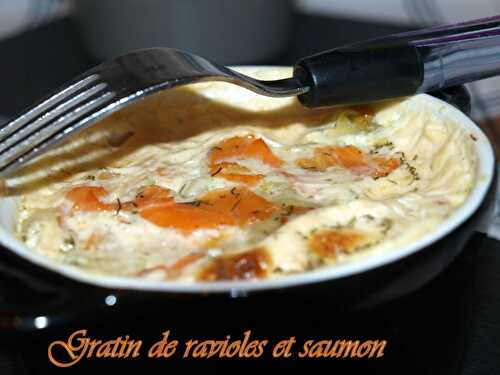 Gratin de ravioles et saumon fumé