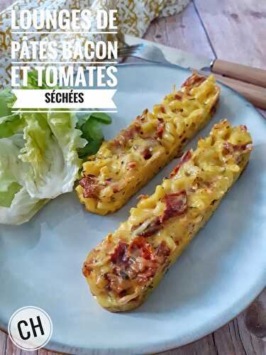 Lounges de pâtes au bacon et tomates séchées