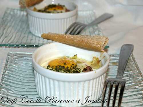 Oeufs cocotte poireaux et jambon