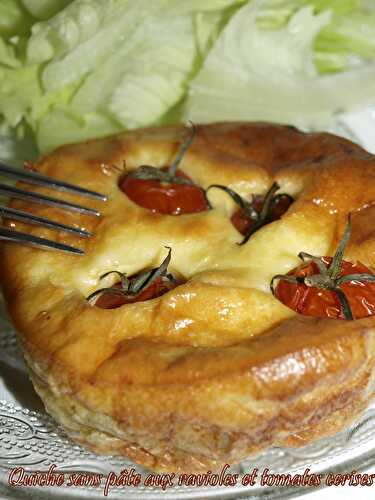 Quiche sans pâte aux ravioles et tomates cerises