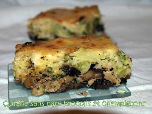 Quiche sans pâte brocolis et champignons