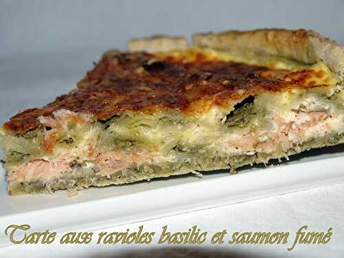 Tarte aux ravioles basilic et saumon fumé