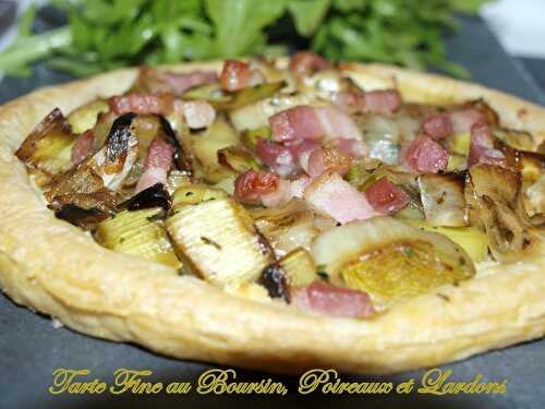 Tarte fine au Boursin, poireaux et lardons