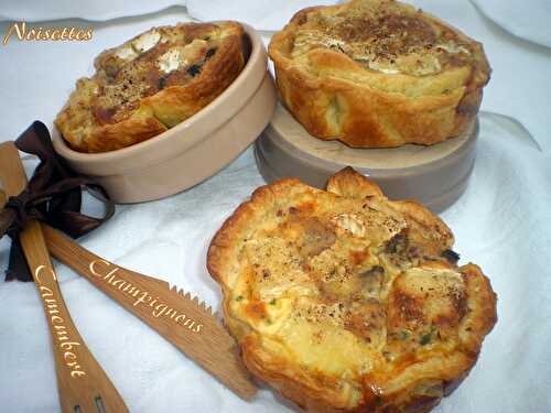 Tartelettes camembert, champignons et noisettes