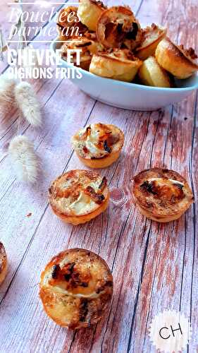 Bouchées au parmesan , chèvre et oignons frits