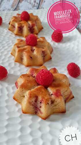 Moelleux à la framboise , citron vert et amandes