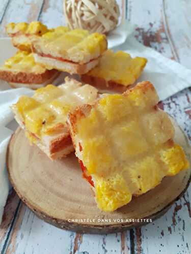 Mini tablettes façon croque Mr au lomo et fromage épicé