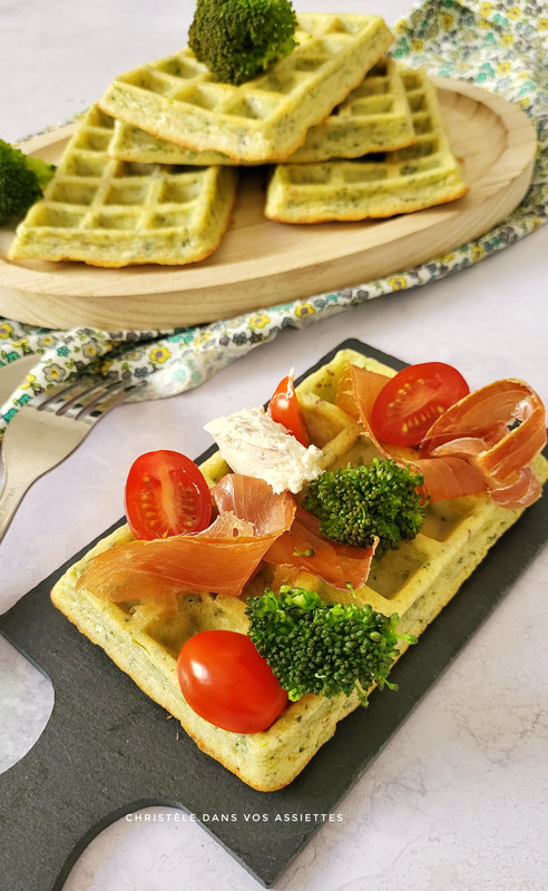 Gaufres brocolis , parmesan et cacahuètes 