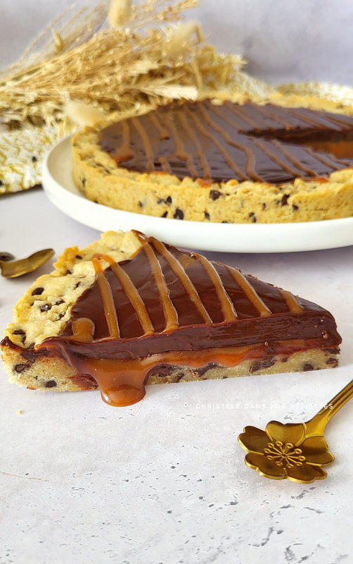 Tarte cookie caramel et chocolat 