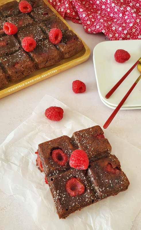 Brownies chocolat et framboises 