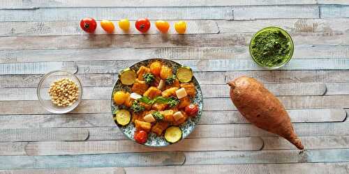 Gnocchis de patates douce au pesto maison