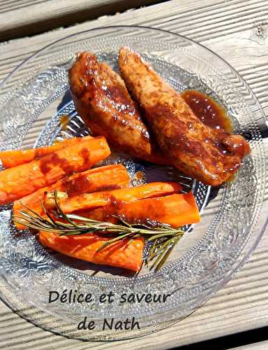 Aiguillettes de canard à l'orange et au miel, carottes rôties au miel et romarin - Délice et Saveur de Nath