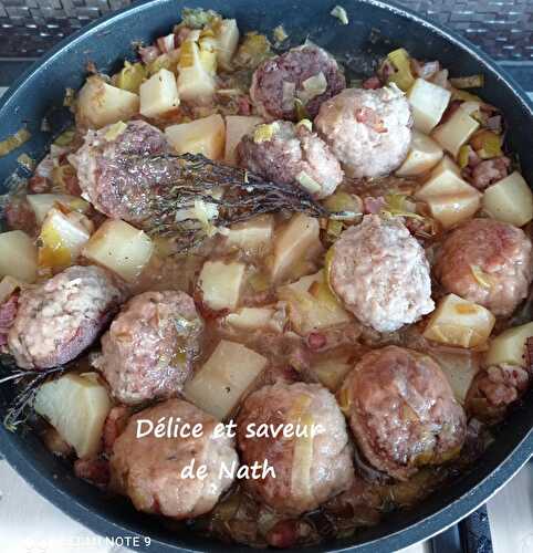 Rata aux poireaux et aux boulettes de Béa