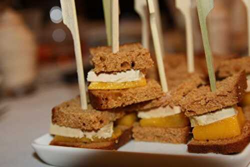 Bouchée de foie gras pain d'épices et mangue