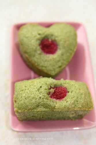 Financier au Thé Matcha et framboises