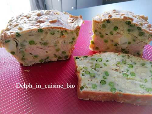 Cake au petits pois, blanc de poulet et chèvre