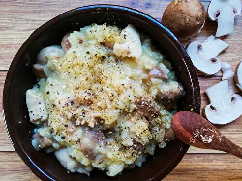 Risotto de poulet aux champignons